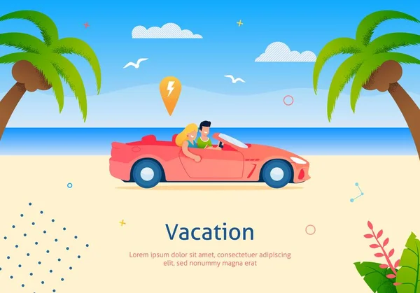 Couple Going on Vacation on Cabriolet Vehicle. — Stock Vector