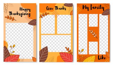 Mutlu Şükran Günü Tatili Için Sosyal Medya Seti