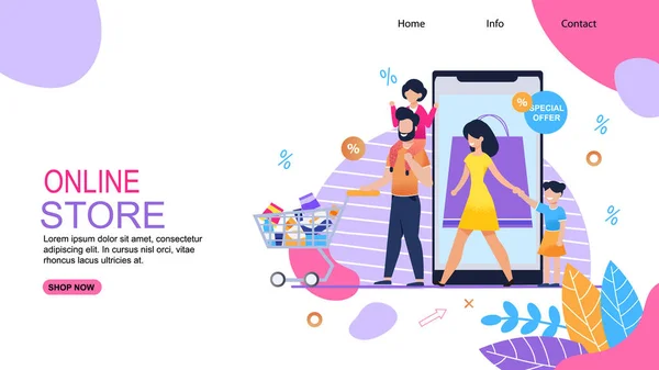 온라인 상점 광고 방문 페이지 템플릿 — 스톡 벡터