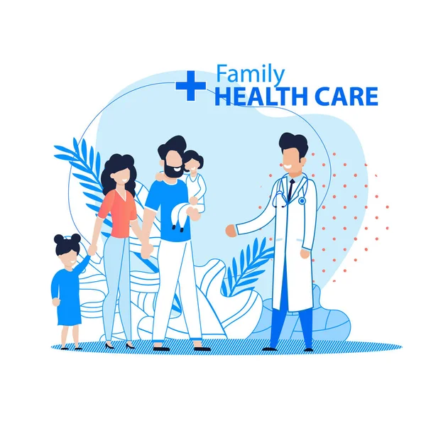 Familie en gezondheidszorg platte reclame banner — Stockvector