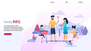 Aile Barbekü Metni ile Açılış Sayfası Düz Şablon