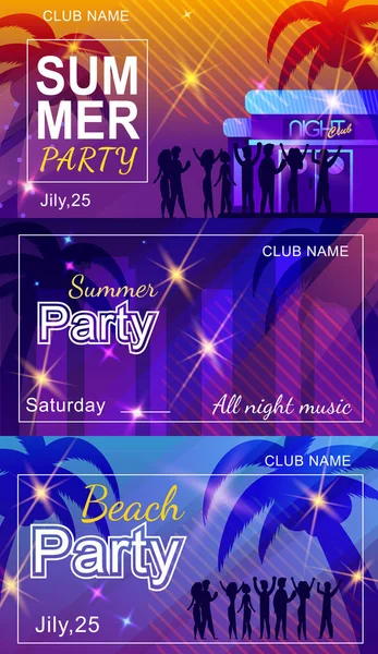 Summer Beach ou Club Party Invitation Flyer Set — Image vectorielle