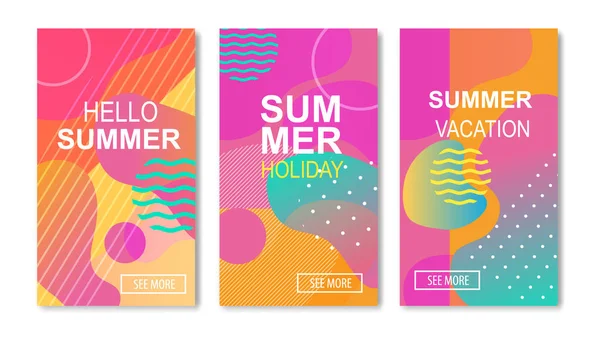 Media Stories for Summer Time Promotion Flat Set — Stock Vector