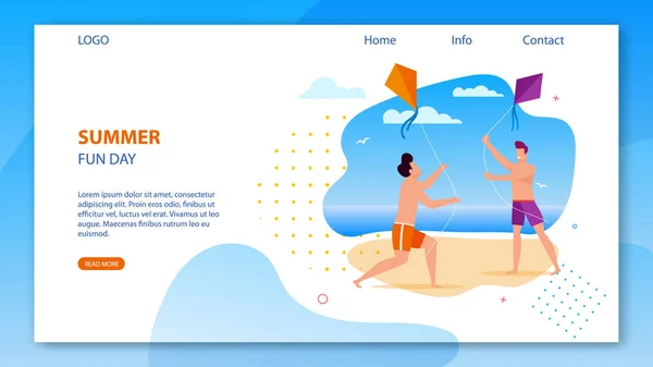 Journée d'amusement d'été sur la plage Promotion Landing Page — Image vectorielle