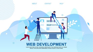 Düz Banner Web Geliştirme Karikatür Yazılır.
