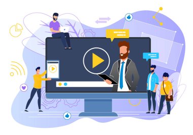 Ofis Durum Webinar Vektör İllüstrasyon.
