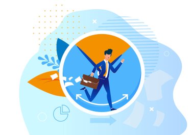 Vektör İllüstrasyon Zaman Yönetimi Karikatür Düz.