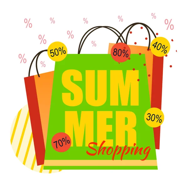 Summer Shopping και διάφορες εκπτώσεις Flat Banner — Διανυσματικό Αρχείο