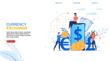 Düz Banner Yazıt Döviz Döviz Karikatür.