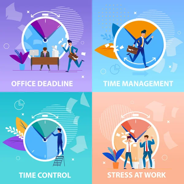Office Deadlineand Time Management Control instellen. — Stockvector