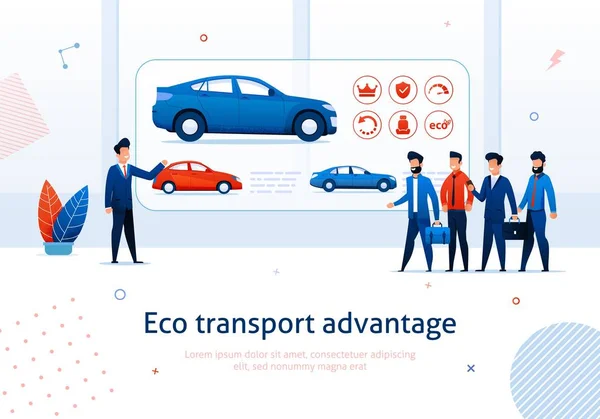 Vantaggio di trasporto ecologico Vantaggi dell'automobile elettrica — Vettoriale Stock