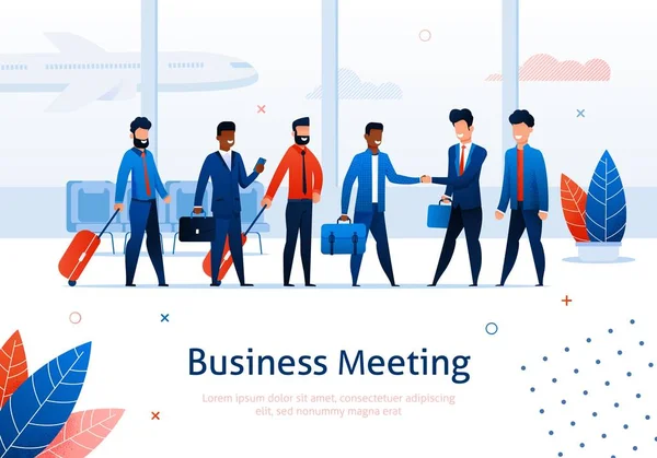 Business Meeting Aeroporto Terminal uomo stringere la mano — Vettoriale Stock