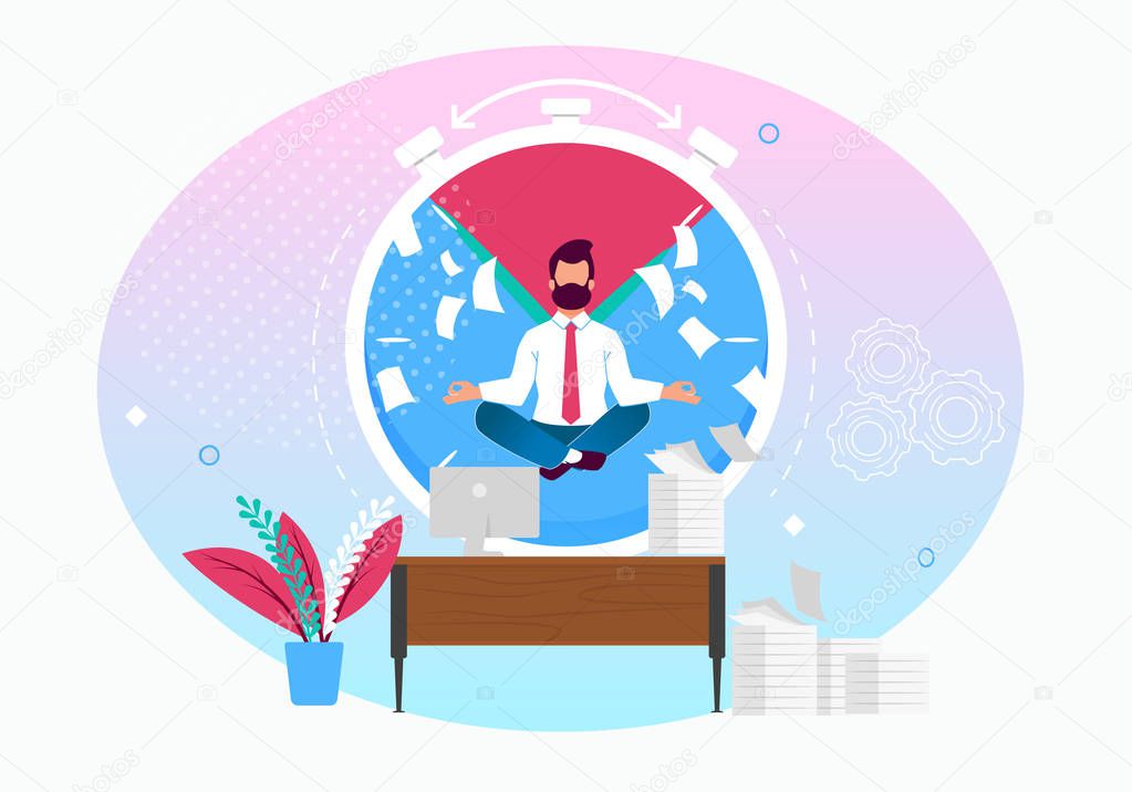 Vector Illustration Calm in Workplace Cartoon Flat