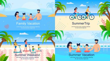 Düz Banners Set Reklamaile Yaz Tatili