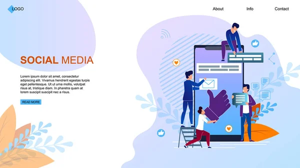 Vector illustratie sociale media landing page. — Stockvector