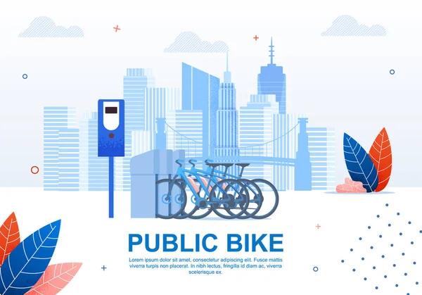 Transporte urbano creativo, pancarta de bicicleta pública . — Vector de stock
