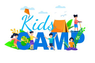 Çocuk Kampı. Mutlu Çocuklar Yaz Tatili Eğlence