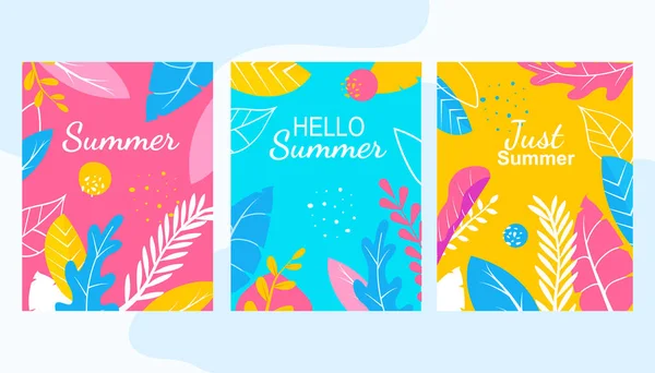 Hallo sommer florales banner set abstrakte blumen — Stockvektor