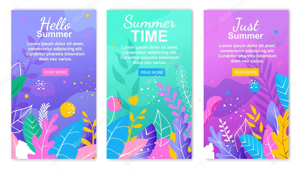 Just Summer. Hello Summer Time Floral Banner Set