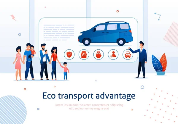 Ekologická dopravní výhoda ekologický přínos pro minivany — Stockový vektor
