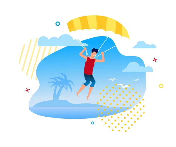 Parasailing or Skydiving on Sunny Beach Promotion — Stock Vector