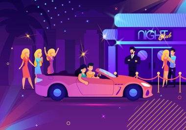 Arabada Çift, Gece Kulübü Karikatür Geliyor Kızlar