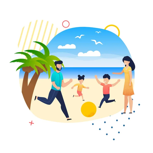 Happy Family Leisure on Summer Vacation at Beach — Stock Vector