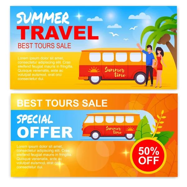 Bästa Tours försäljning för sommarresor promo banner set — Stock vektor