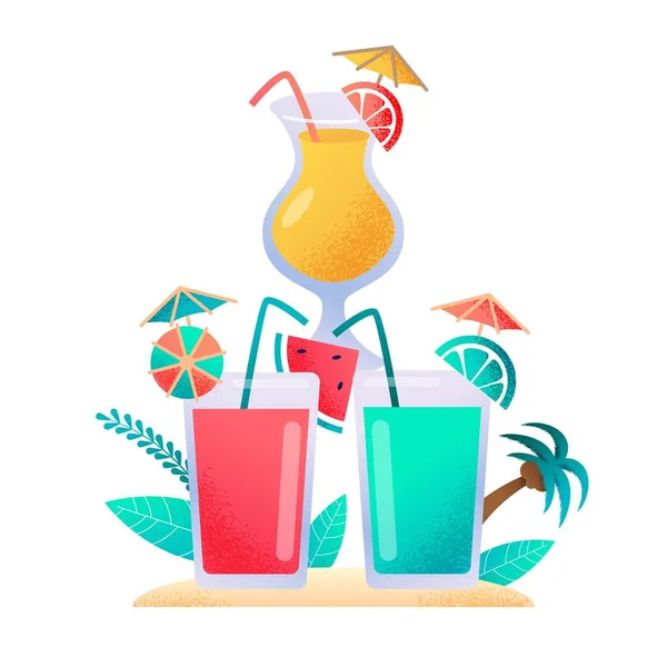 Cocktail e bebida de suco fresco Menu Flat Banner — Vetor de Stock