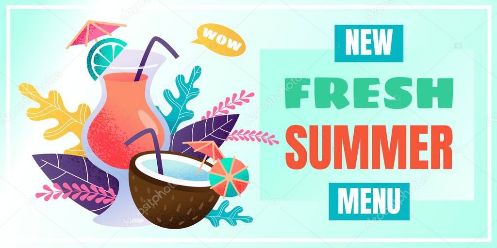 New Fresh Summer Cocktail Menu Advertising Banner