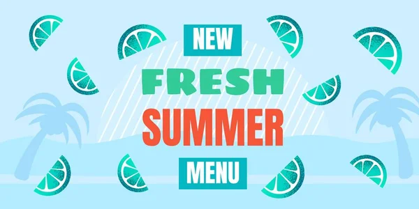 Banner com nova carta de menu de bar de praia fresca — Vetor de Stock