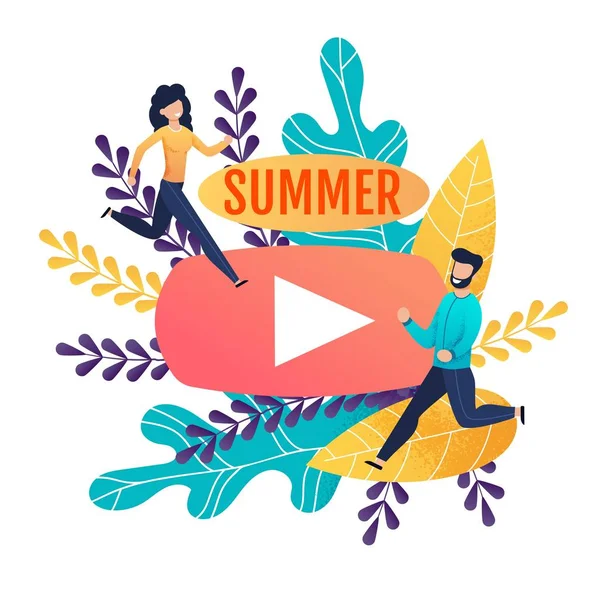 Sommerbanner mit Video-Ikone zum aktuellen Saisonstart — Stockvektor