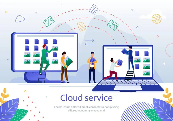 Cloud Service für Business Team Arbeit Vektor Poster — Stockvektor