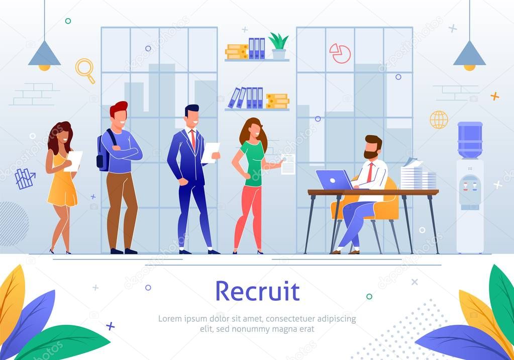 HR Manager Hiring Personnel Flat Vector Poster