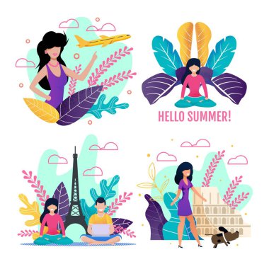 Illustrations Set Devoting to Summer Vacation clipart