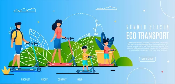 Banner Ilustração Temporada de Verão Eco Transporte — Vetor de Stock