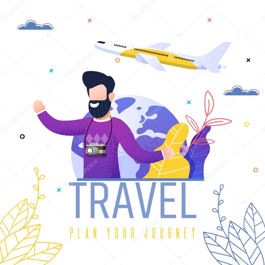 Summer Vacation Airline Trip Flat Vector Banner