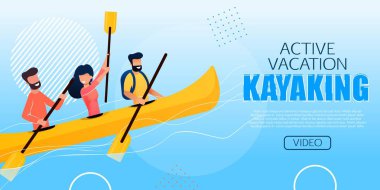 Reklam Afişi Aktif Tatil Kayaking Flat.