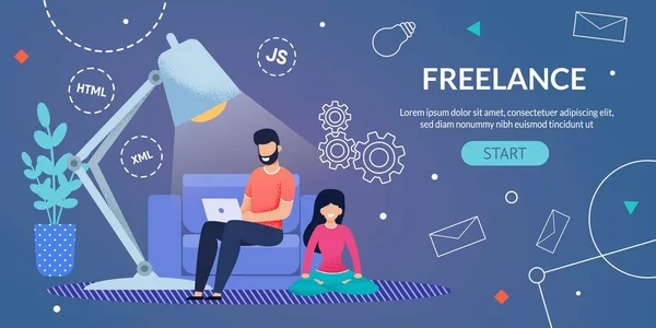 Web page Publicidade Trabalho Remoto Freelance em Casa — Vetor de Stock