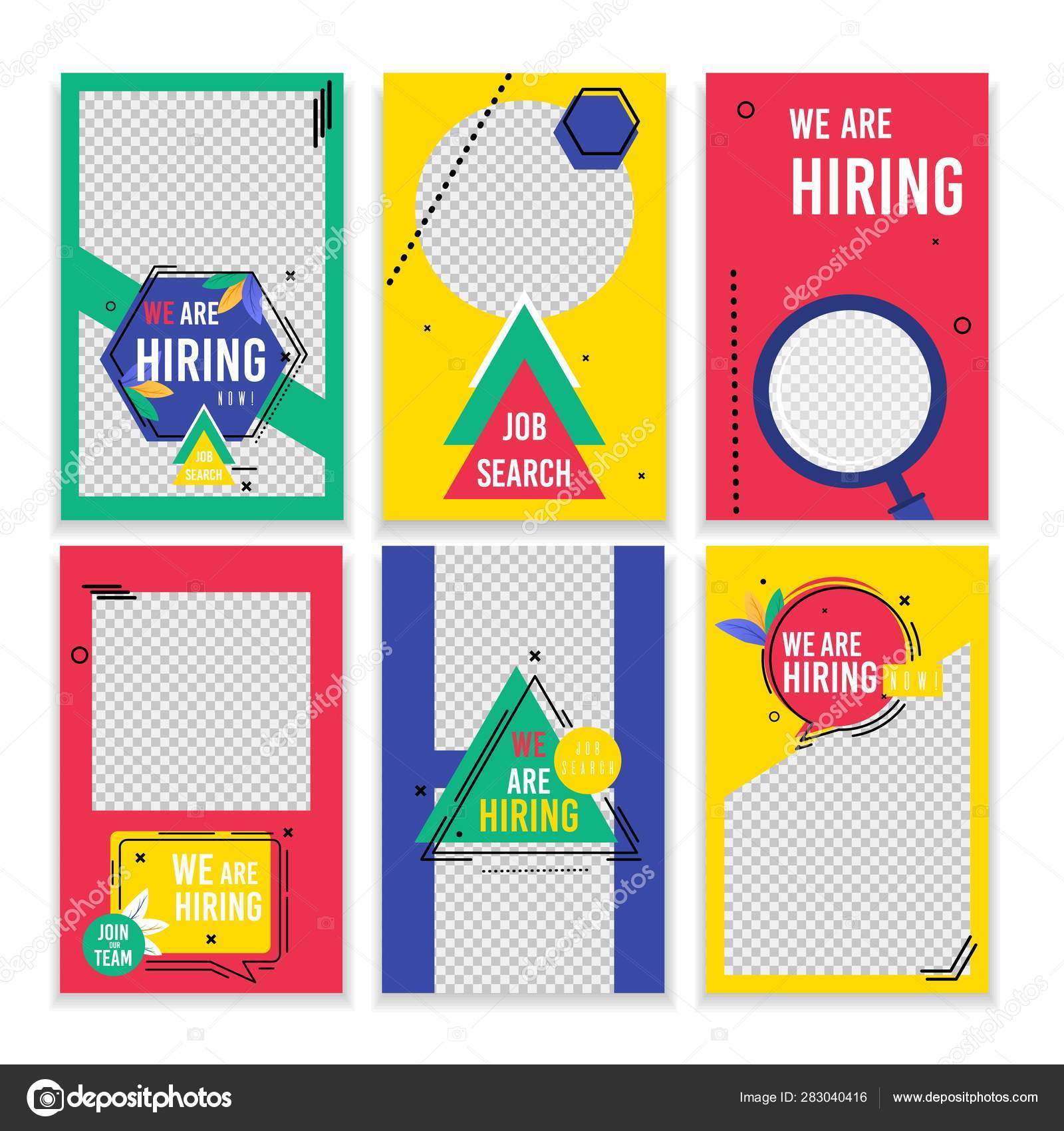 Establecer Cartel Letras Búsqueda de empleo que estamos contratando .  Vector de stock #283040416 de ©PavelVinnik, image size:1600x1700