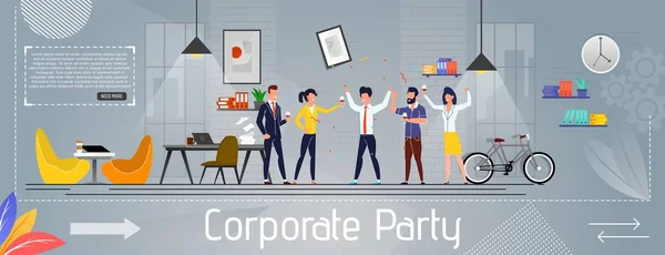 Corporate Party und glückliches Business-Team-Banner — Stockvektor