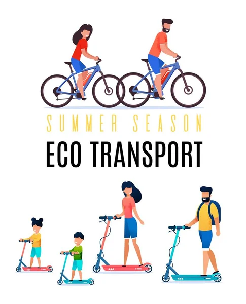 Cartel colorido Temporada de verano Eco Transporte plano . — Archivo Imágenes Vectoriales