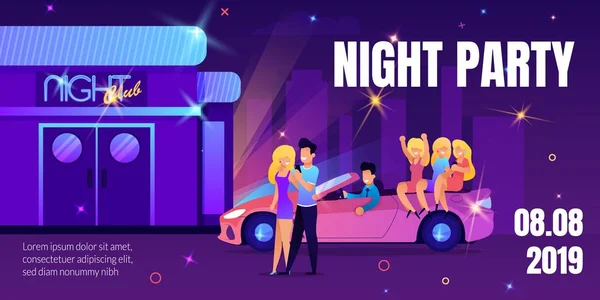 Noční večírek v klubové reklamě slavnostní nápis — Stockový vektor