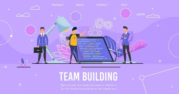 Landing Page Presenting Team Building Process - Stok Vektor