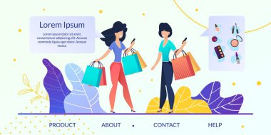 Kadın Ürünleri Online Mağaza Flat Vector Web Sitesi