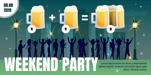 Weekend impreza w mieście pub mieszkanie wektor reklama plakat — Wektor stockowy