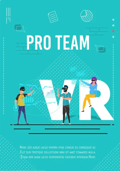 Cartaz de VR de equipe de jogadores profissionais com texto promocional —  Vetores de Stock