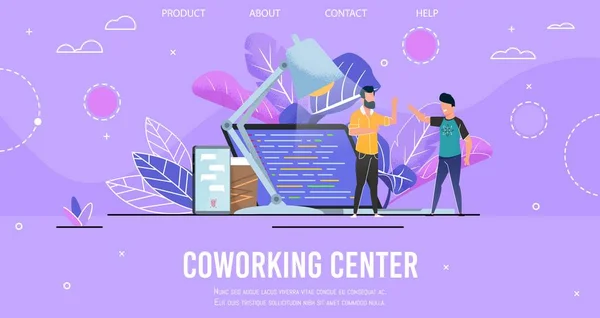 Landing Page präsentiert modernes Coworking Center — Stockvektor