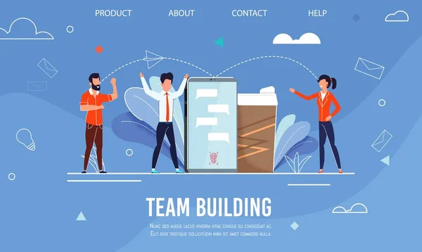 Landing Page Advertising Effective Team Building - Stok Vektor