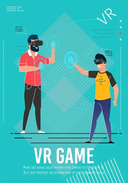 VR gra zaproszenie plakat z Cartoon Gamers — Wektor stockowy